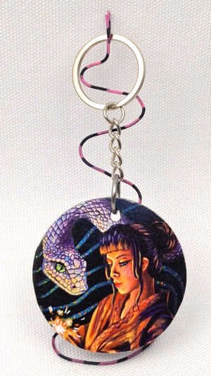 New Year’s Fire and Snake - Wooden Keychain
