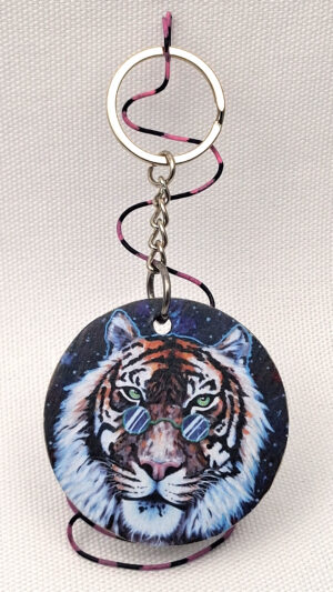 Tiger Among Stars - Wooden Keychain