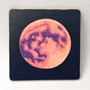 Pink Full Moon - Wooden Cup Coaster