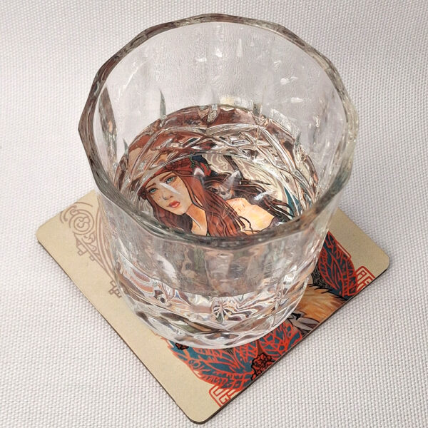 Dziewanna – Slavic Forest Goddess - Wooden Cup Coaster - Image 2