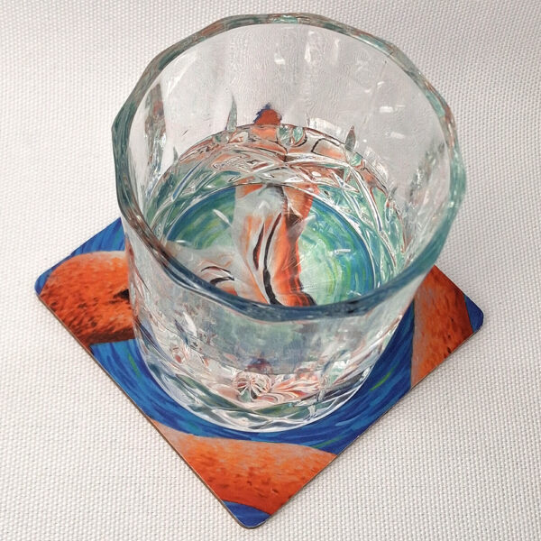 Heart of Flamingos - Wooden Cup Coaster - Image 2