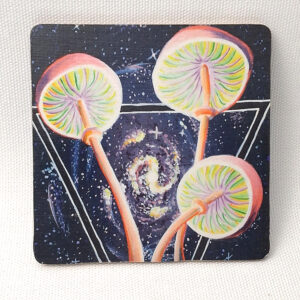 Astral Mushrooms - Wooden Cup Coaster