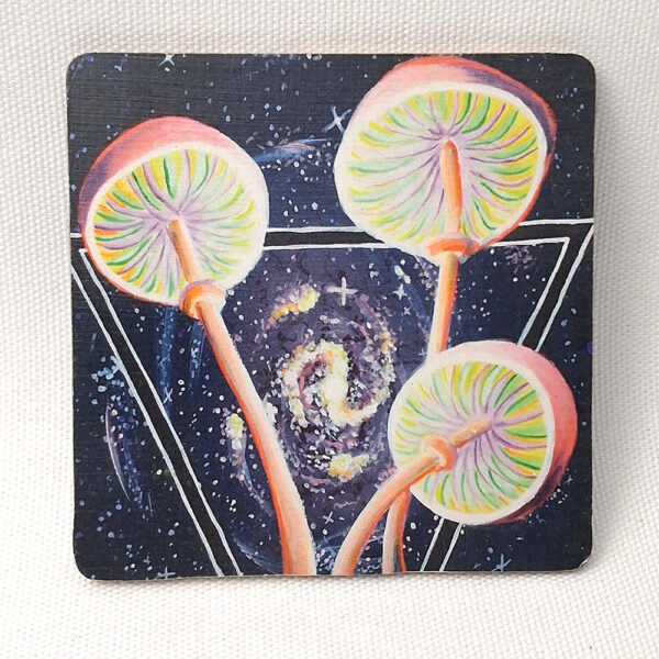 Astral Mushrooms - Wooden Cup Coaster