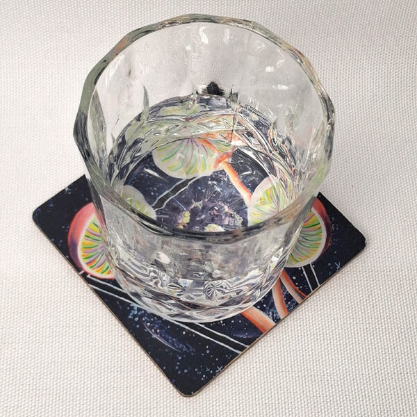 Astral Mushrooms - Wooden Cup Coaster - Image 2