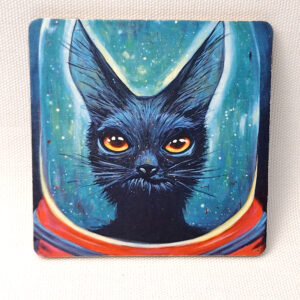 Mad Space Cat- Wooden Cup Coaster
