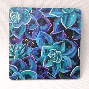 Secret Garden Black Cat - Wooden Cup Coaster