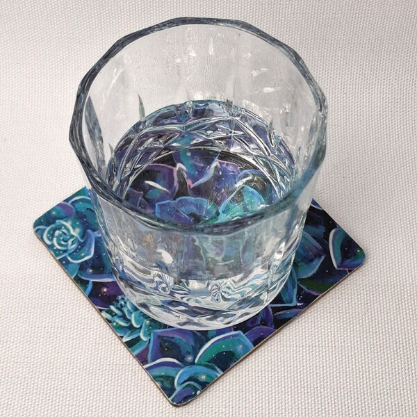 Secret Garden Black Cat - Wooden Cup Coaster - Image 2