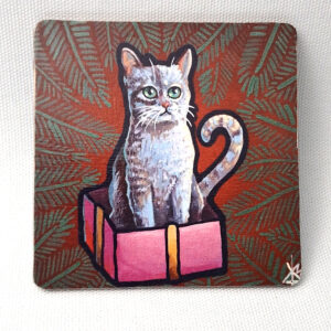 Cat x-mas Gift - Wooden Cup Coaster
