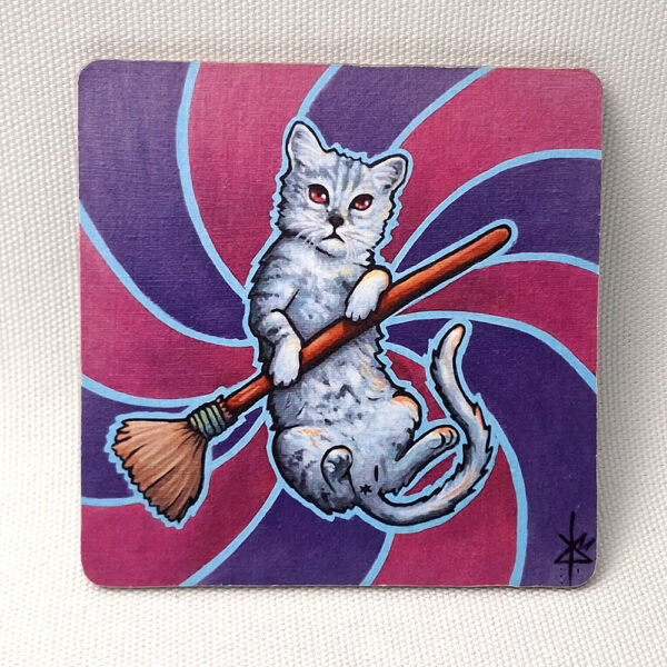 Cat x-mas Cleaning- Wooden Cup Coaster