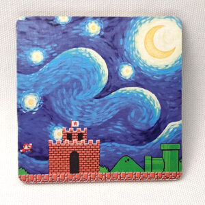 Mario in the Starry Night - Wooden Cup Coaster