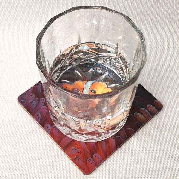 Paranoid Clownfish - Wooden Cup Coaster - Image 2