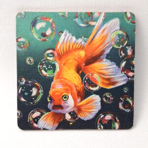 Bubble Fishy Surprise - Wooden Cup Coaster