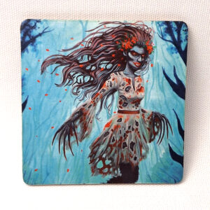 Strzyga – Slavic Folklore Creature - Wooden Cup Coaster