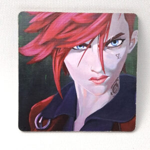 Arcane Fighter’s Gaze Vi - Wooden Cup Coaster