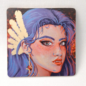 Violet-Haired Vampiress - Wooden Cup Coaster