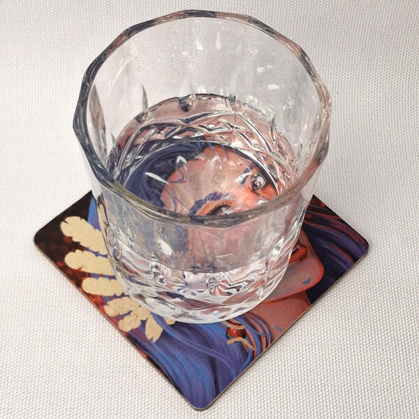 Violet-Haired Vampiress - Wooden Cup Coaster - Image 2
