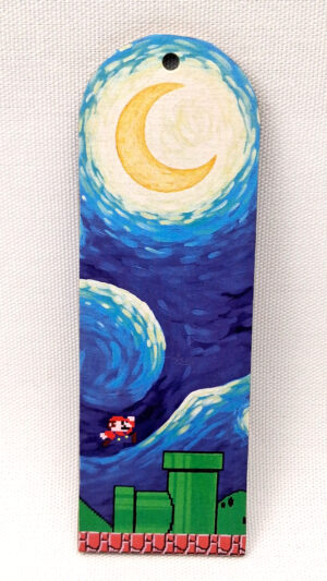 Mario in the Starry Night - Wooden Bookmark