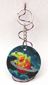 Frog Rodeo on Mars - Wooden Keychain