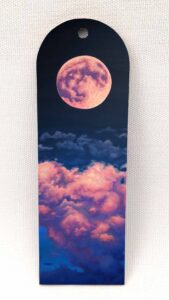 Pink Full Moon - Wooden Bookmark