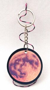 Pink Full Moon  - Wooden Keychain