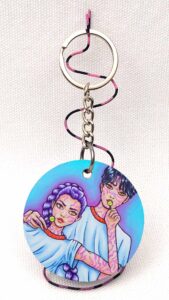Rumi x Jinu Couple Vibes Kpop Demon Hunters - Wooden Keychain