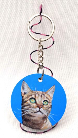 Blue Sky Cat - Wooden Keychain