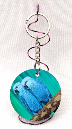 Feathered Affection - Parrots - Wooden Keychain