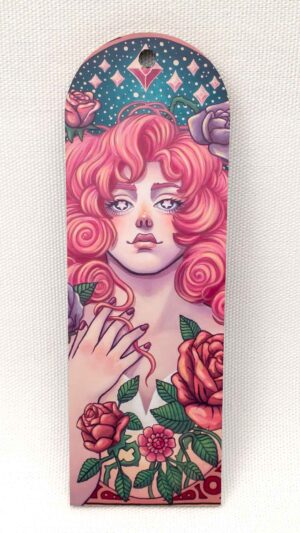 Floral Grace of Rose Quartz - Wooden Bookmark