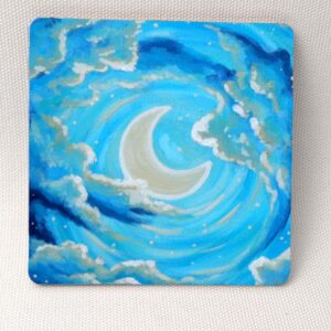 Lunar Embrace - Wooden Cup Coaster