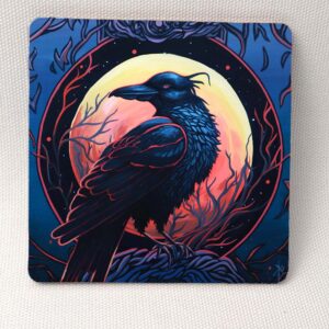 Moonlit Crow - Wooden Cup Coaster