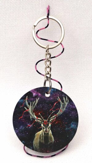 Satanic Deer - Wooden Keychain