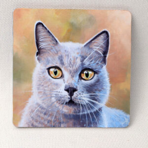 Velvet Presence Cat - Wooden Cup Coaster