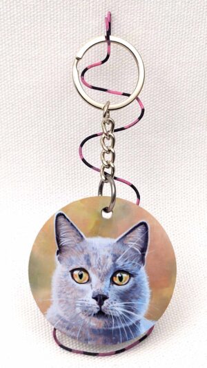Velvet Presence Cat - Wooden Keychain