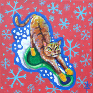Cat x-mas Snow Slider - Original Painting