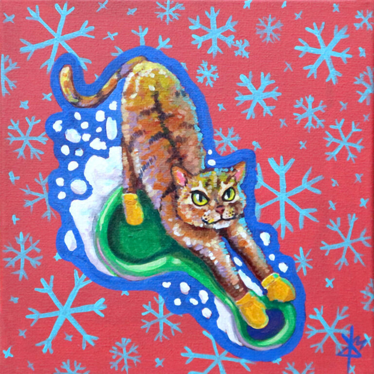 Cat x-mas Snow Slider - Original Painting